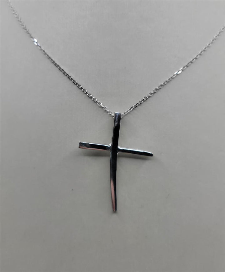 14K White Gold  Hand Made Cross Necklace