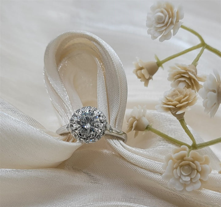18K White Gold Halo Christopher Designs Diamond Engagement Ring