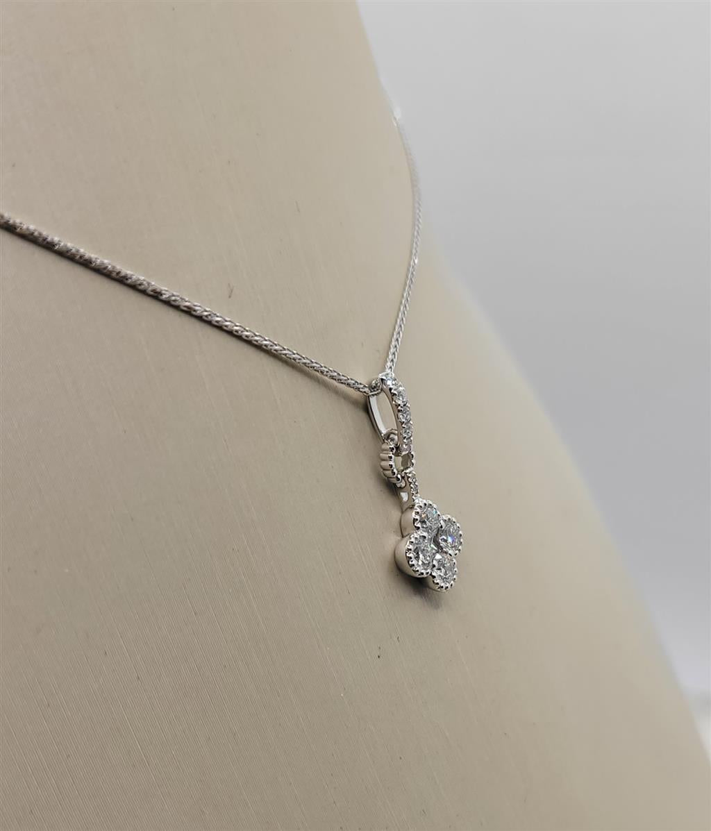 14K White Gold 0.03 ctw Princess cut Diamond Necklace