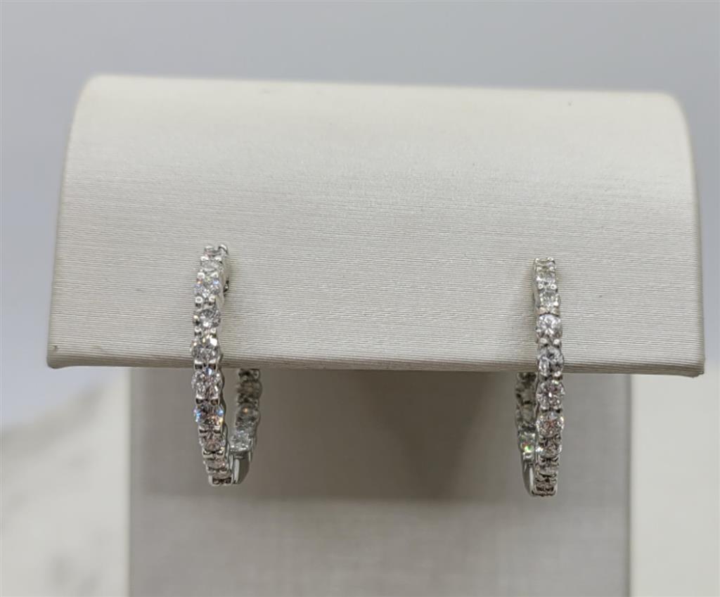 14K White Gold  Inside/Out 1.00ctw Diamond Hoops