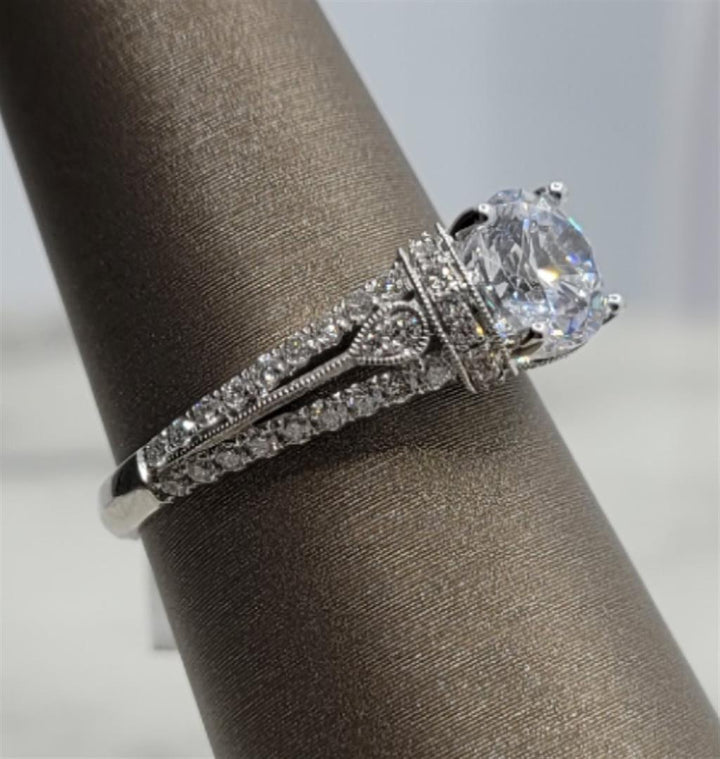 14K White Gold Vintage Diamond Mounting Ring
