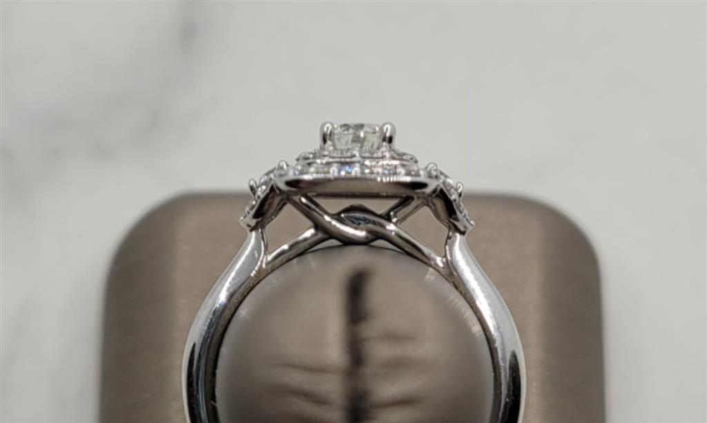 14K White Gold Double Halo Artcarved Diamond Engagement Ring