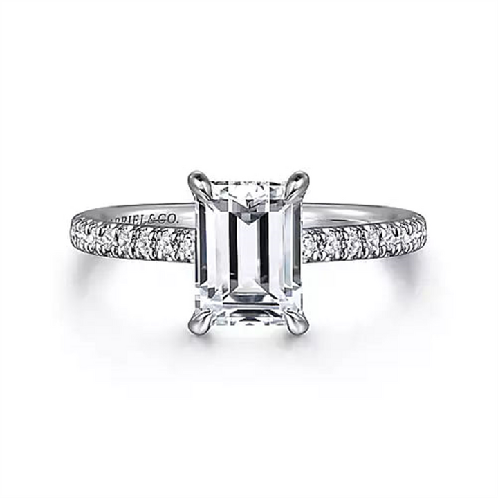 14K White Gold Hidden Halo Gabriel & Co Diamond Mounting Ring
