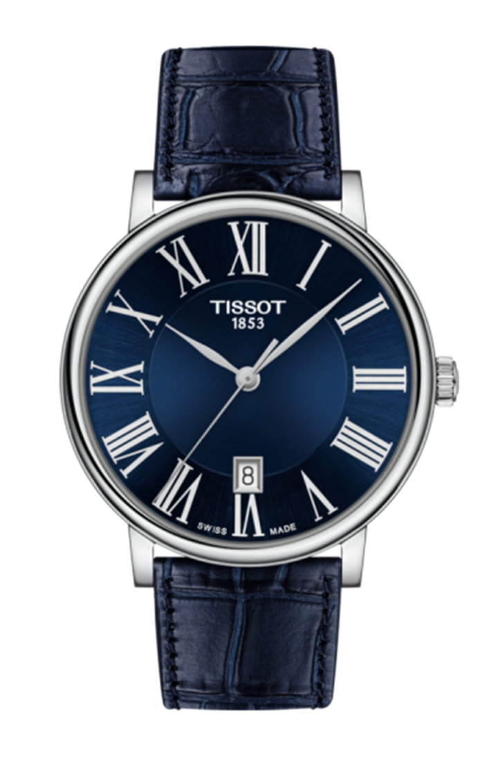 Tissot Stainless Steel and Blue Leather Carson Premium Watch