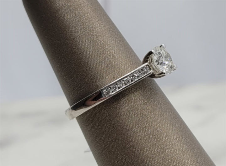 14K White Gold Channel Diamond Engagement Ring