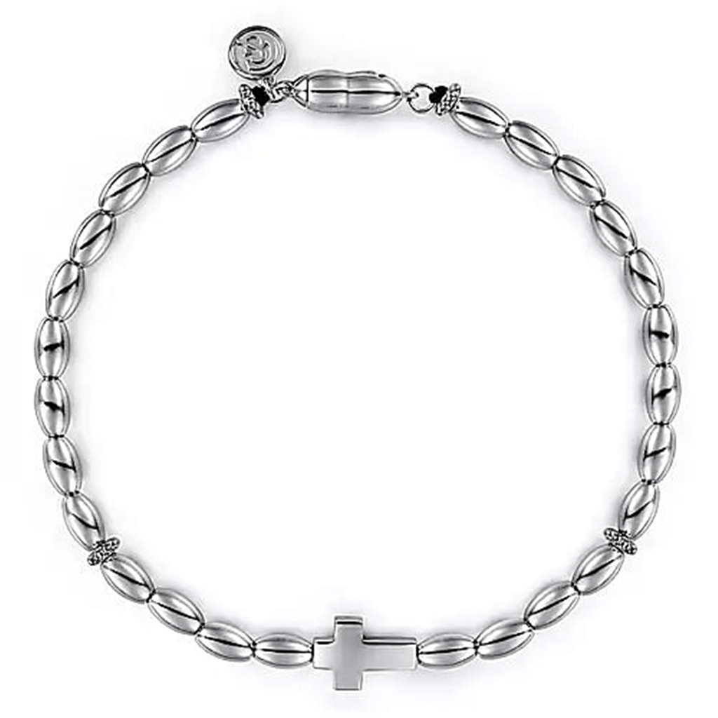 Men's Sterling Silver Gabriel & Co Cross Bead Bracelet