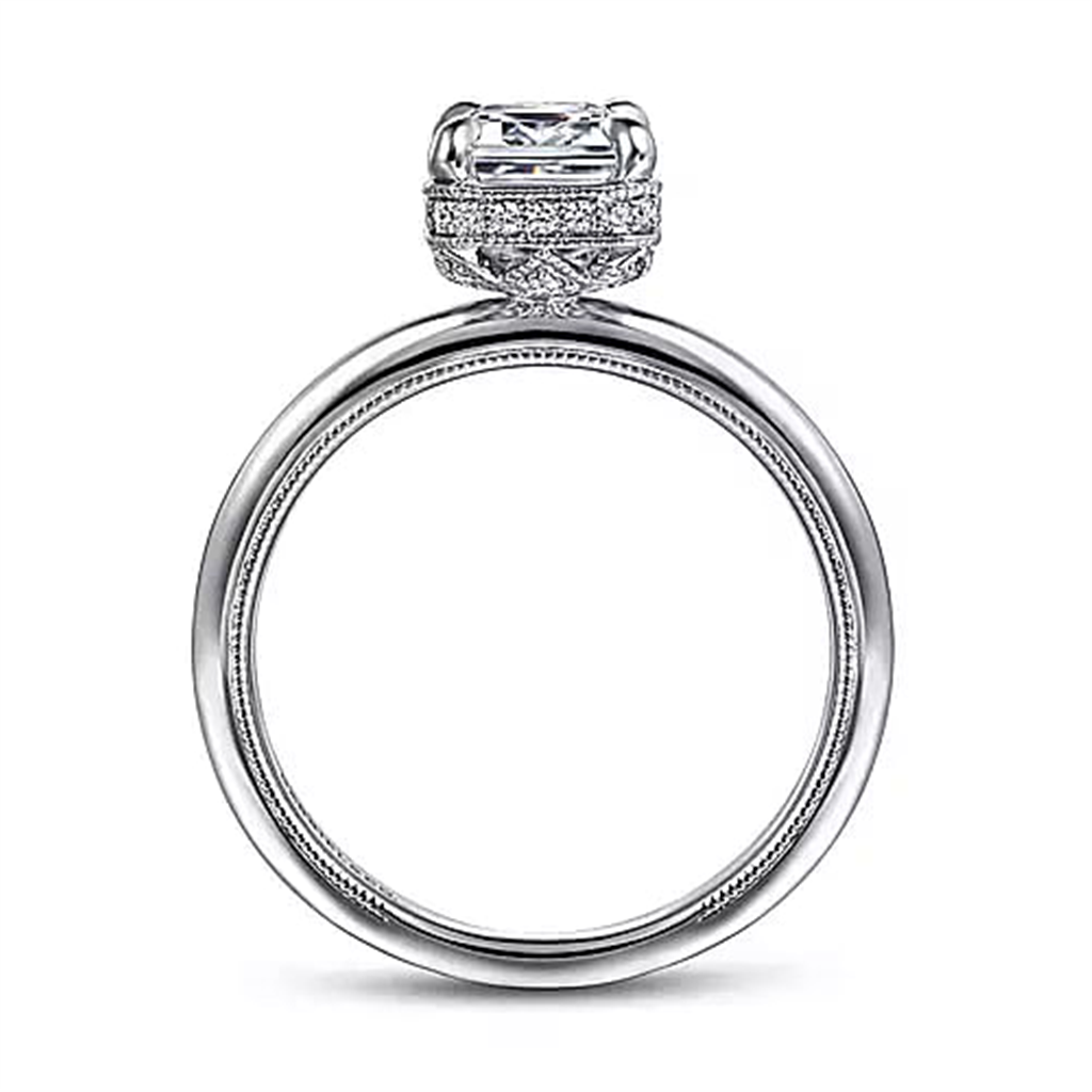 14K White Gold Bezel Set Solitaire Gabriel & Co Diamond Mounting Ring