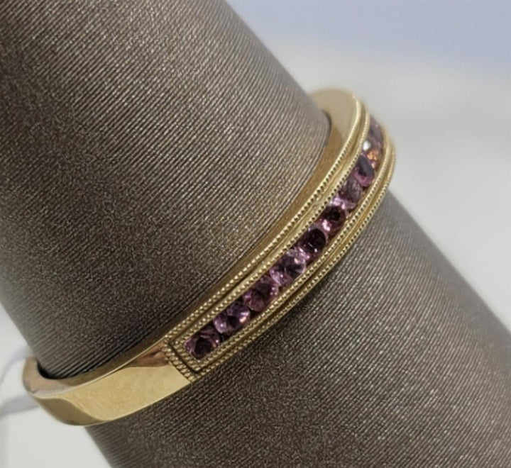 10K Yellow Gold Stackable Pink Tourmalines Gemstone Ring