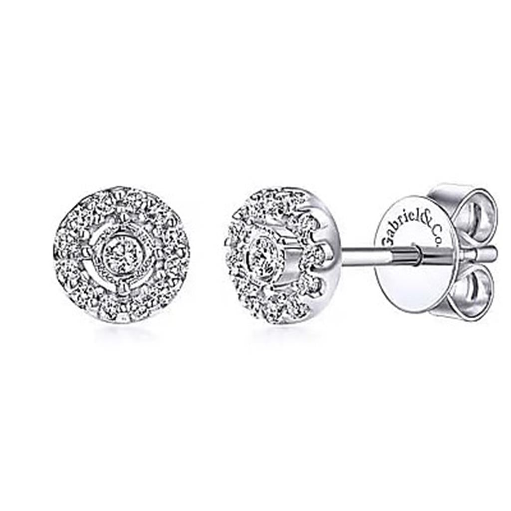 14K White Gold Round Diamond Fashion Earrings