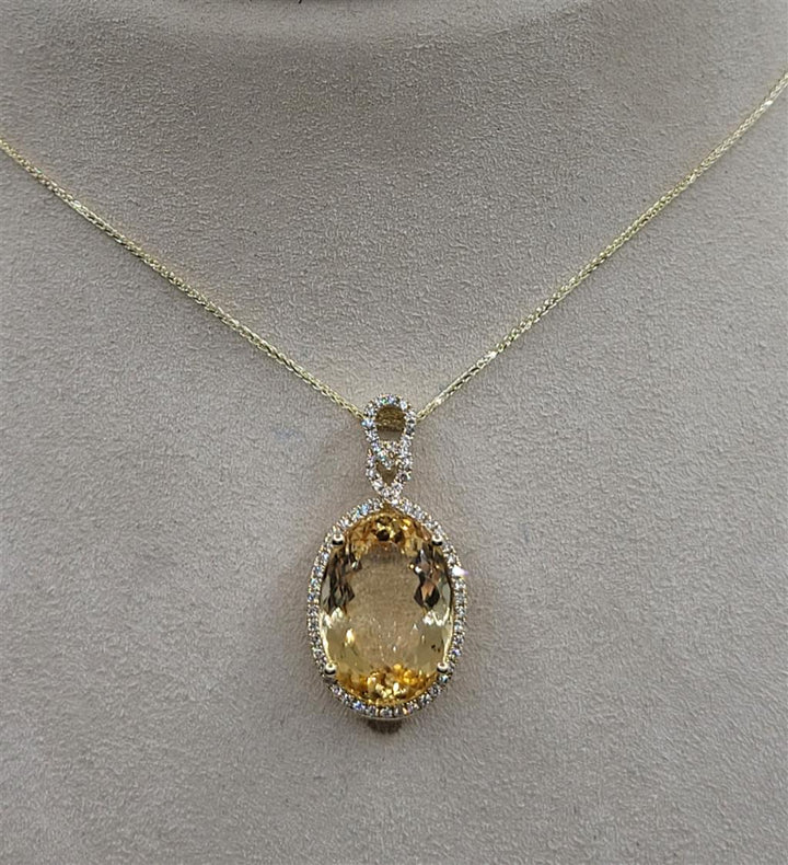 14K Yellow Gold 11.43 ctw Oval cut Imperial Topaz Gemstone Necklace