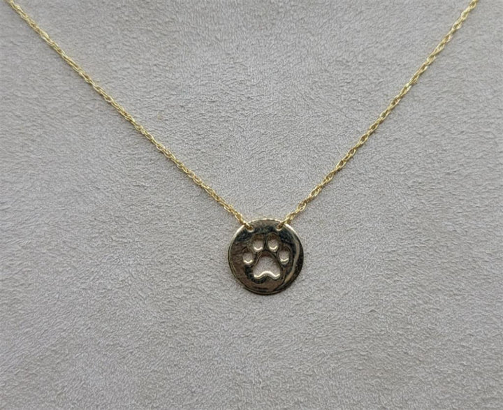 14K Yellow Gold 18" Cut-Out Animal Paw Necklace