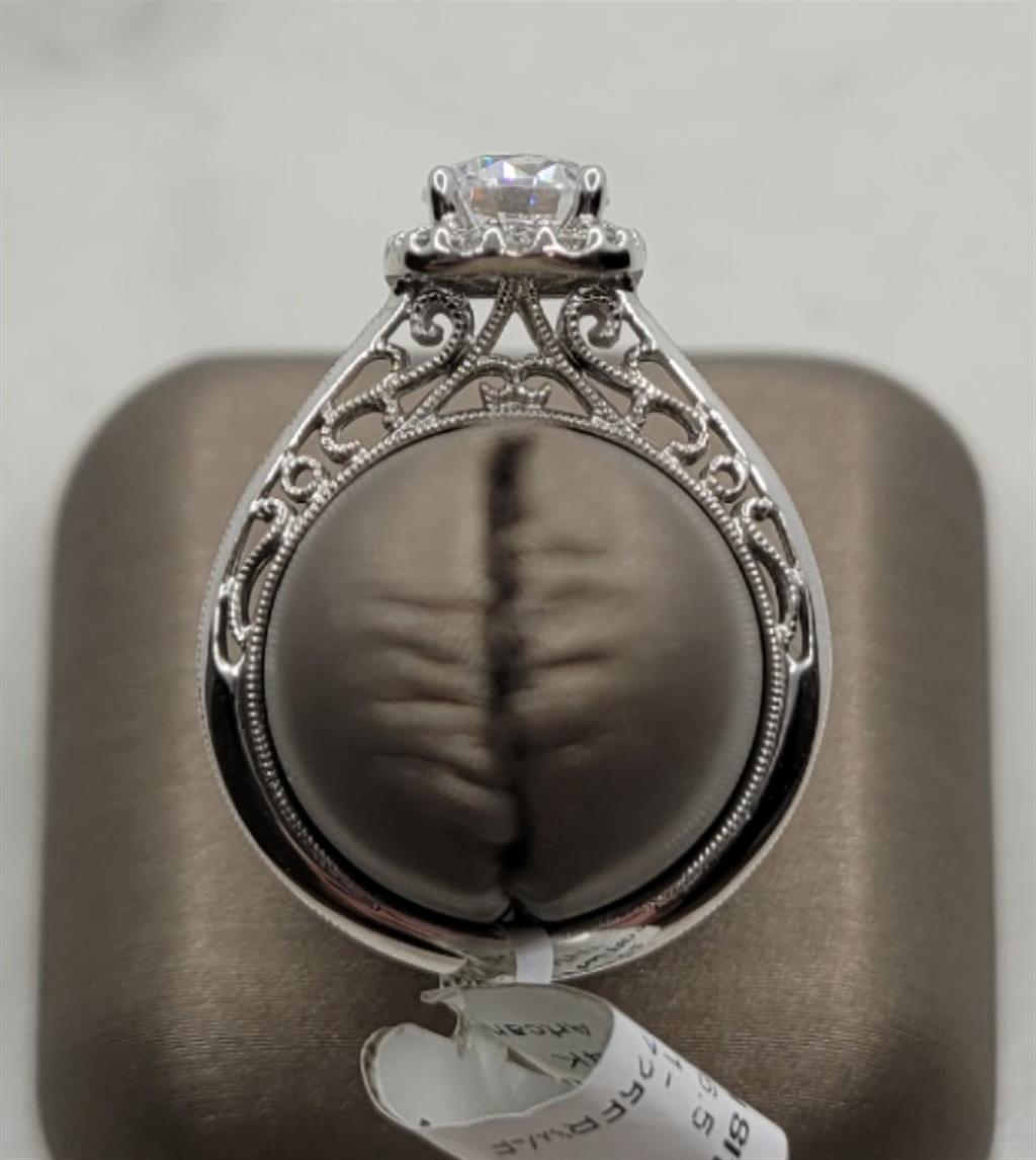 14K White Gold Halo Artcarved Diamond Mounting Ring