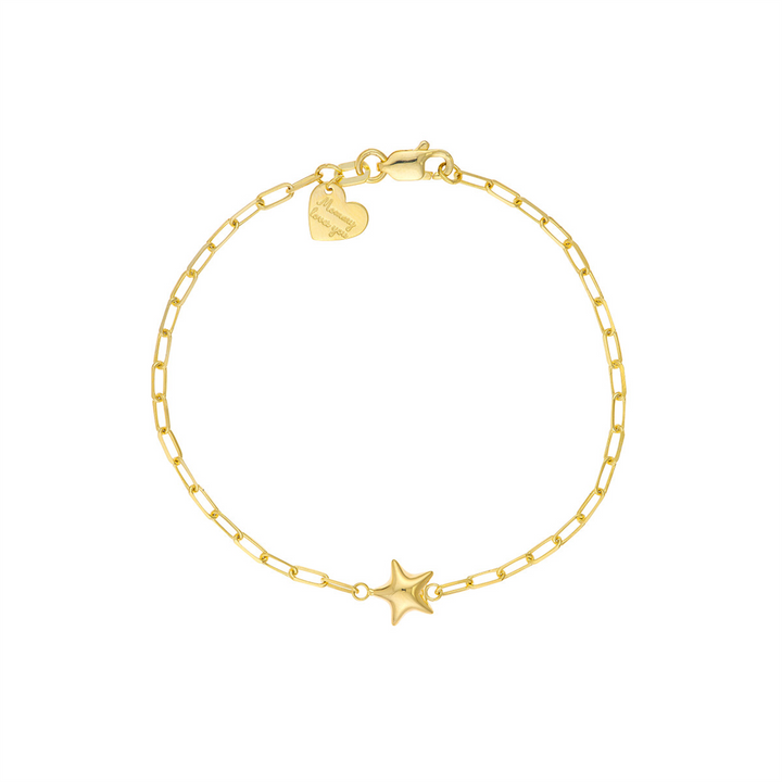 14K Yellow Gold 6" Kids Star Charm Bracelet
