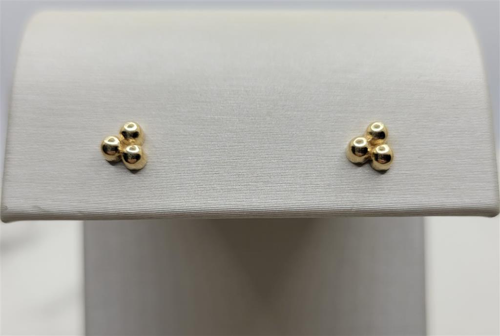 14K Yellow Gold Trinity Stud Earrings