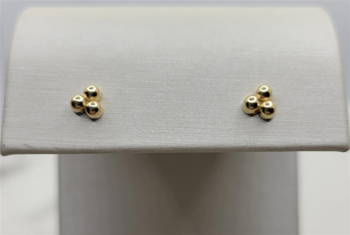 14K Yellow Gold Trinity Stud Earrings