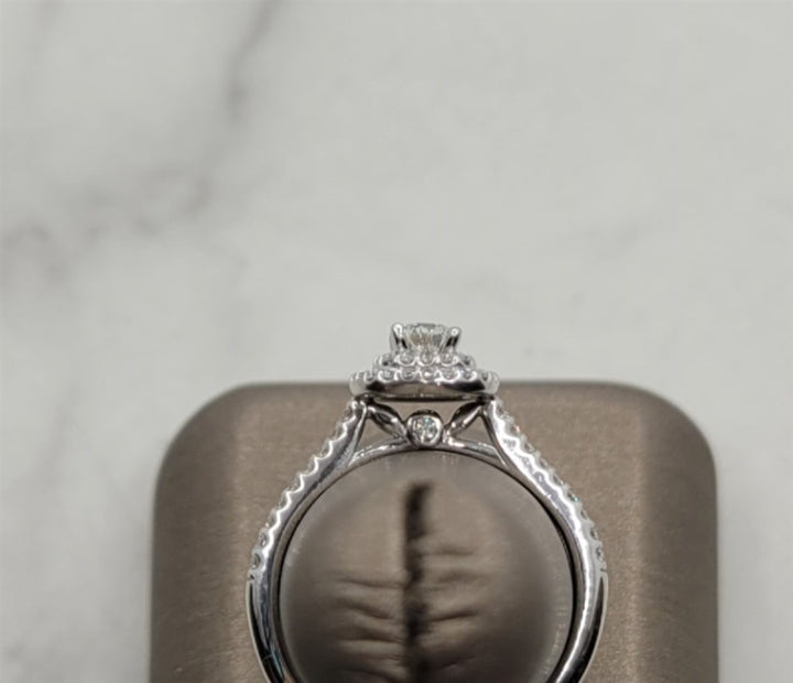 14K White Gold Double Halo Artcarved Diamond Engagement Ring