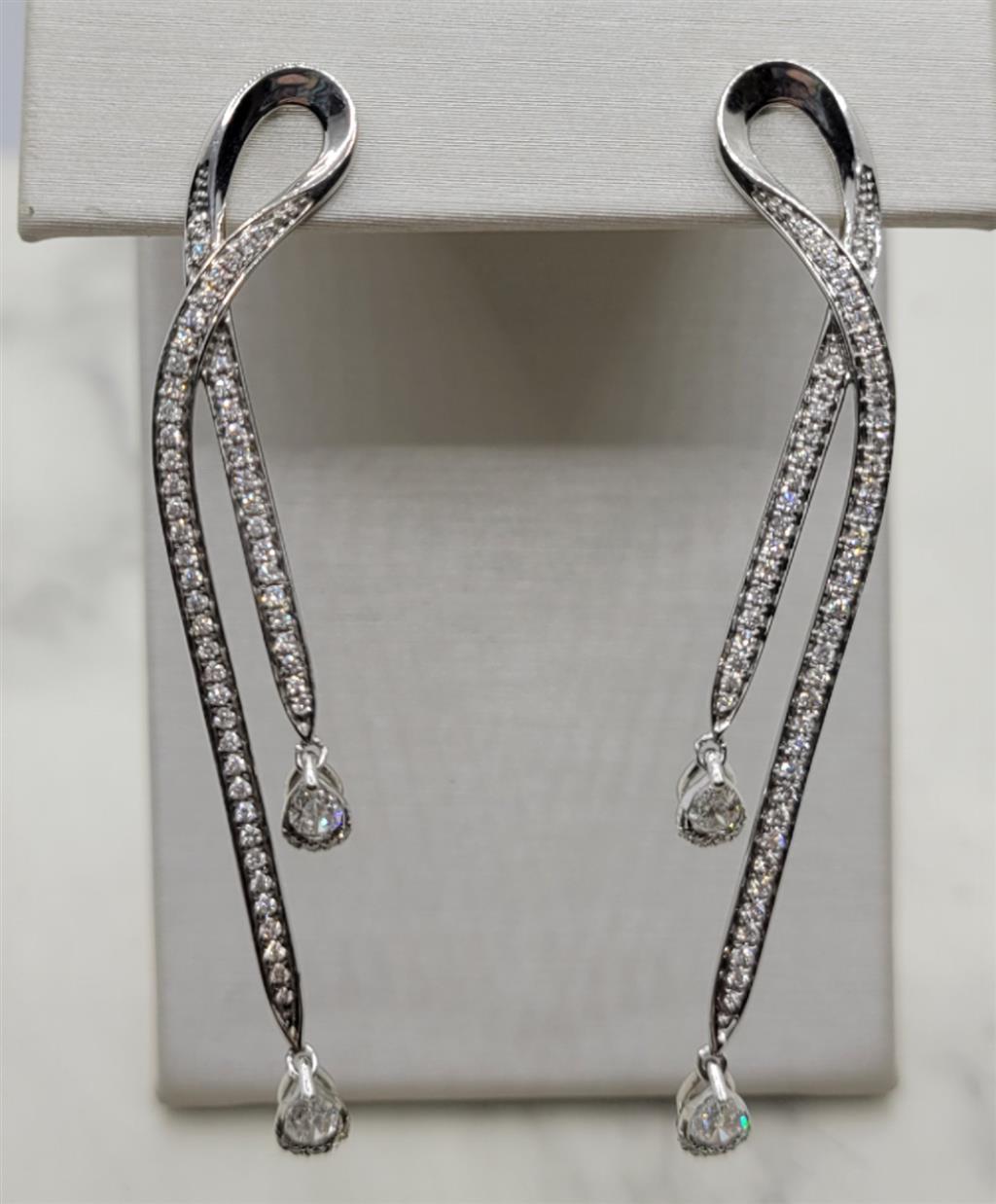 14K White Gold Pear cut Diamond Fashion Earrings