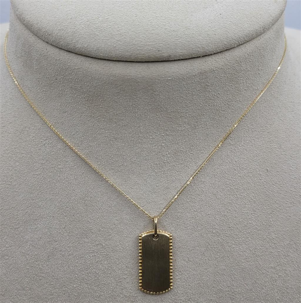 14K Yellow Gold 18" Engravable Dog-Tag Necklace