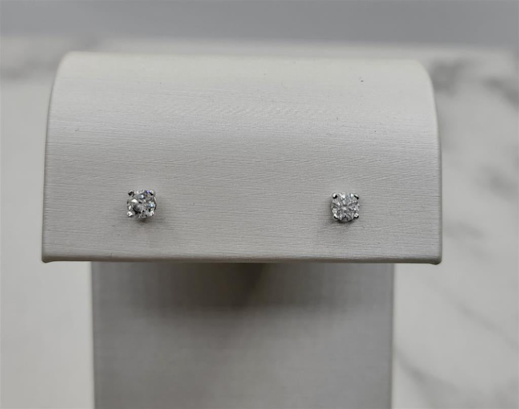 14K White Gold 0.27 ctw Round cut Diamond Stud Earrings