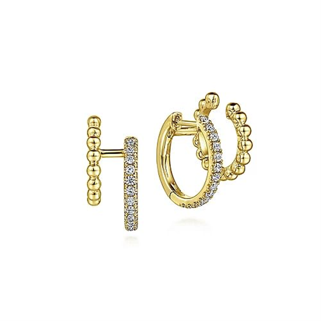 14K Yellow Gold 0.35 ctw Round cut Diamond Hoop Earrings