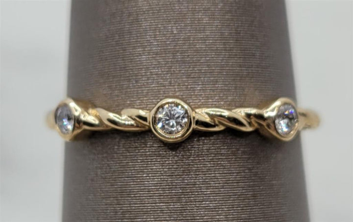 14K Yellow Gold Stackable Heera Moti Diamond Fashion Ring