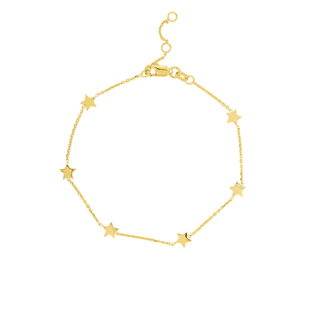 14K Yellow Gold Kids Star Charm Gold Bracelet