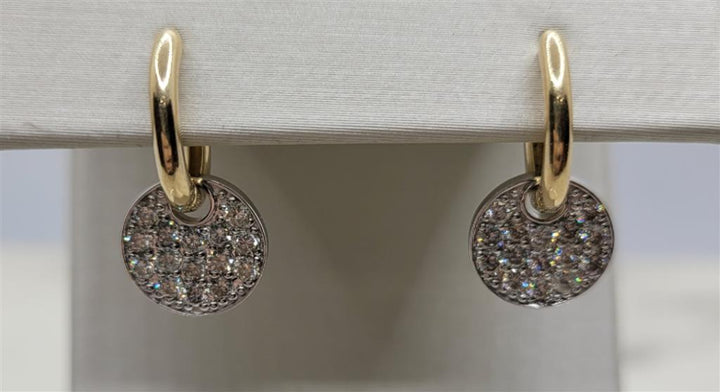 14K Two-Tone Gold Round cut Dangle Diamond Fashion Earrings
