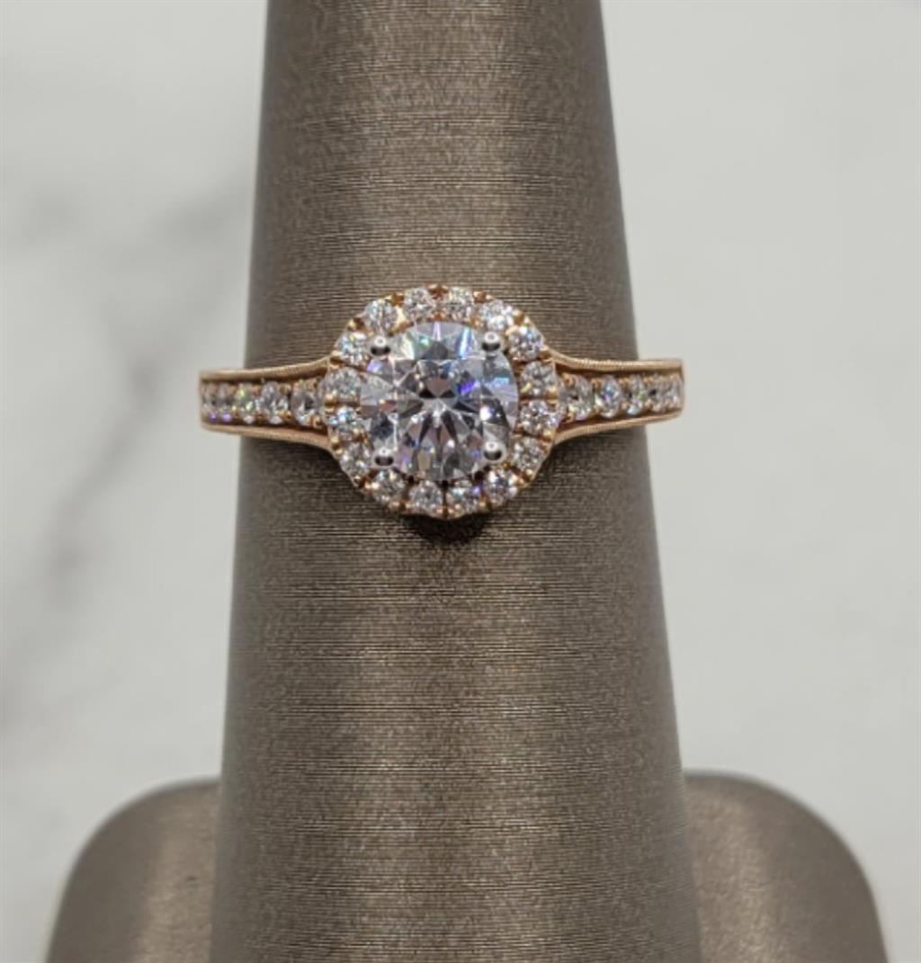 14K Rose Gold Halo Diamond Mounting Ring