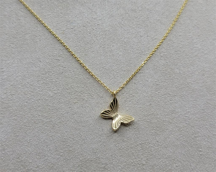 14K Yellow Gold 18" Lined Butterfly Adjustable Necklace