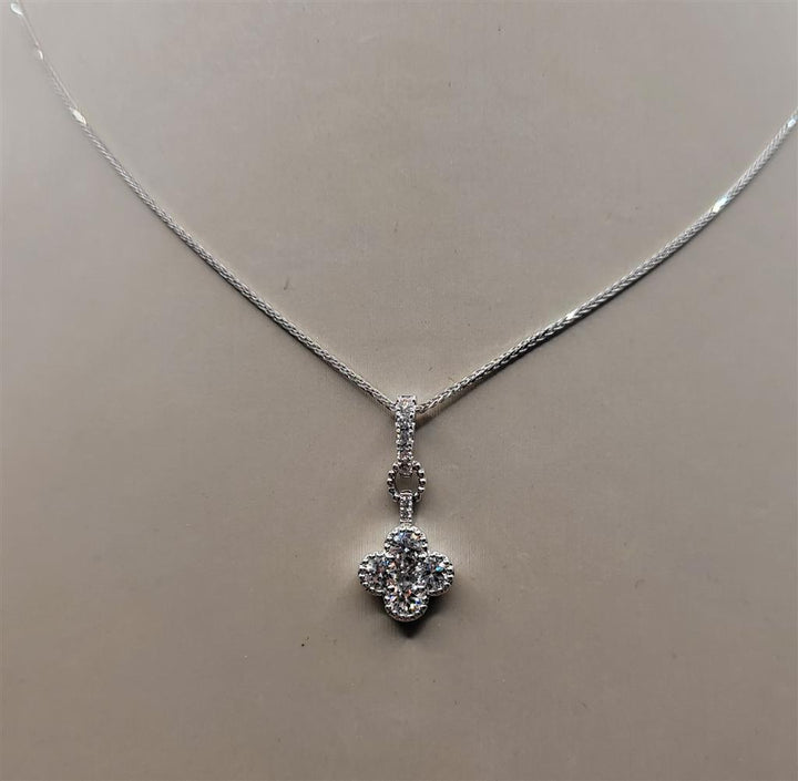 14K White Gold 0.03 ctw Princess cut Diamond Necklace