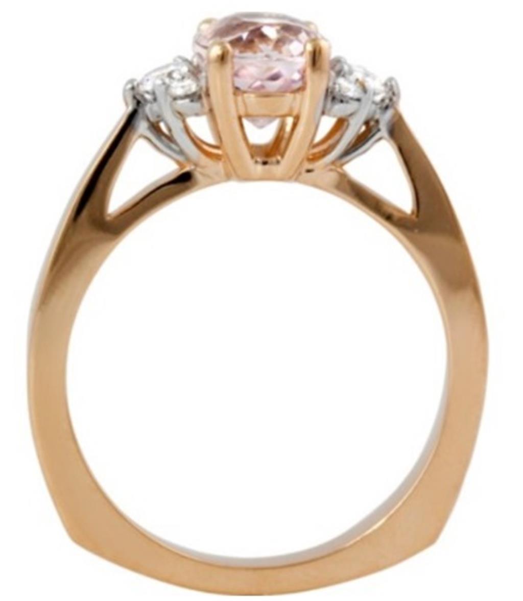 14K Rose Gold Fashion Morganite & Diamonds Gemstone Ring