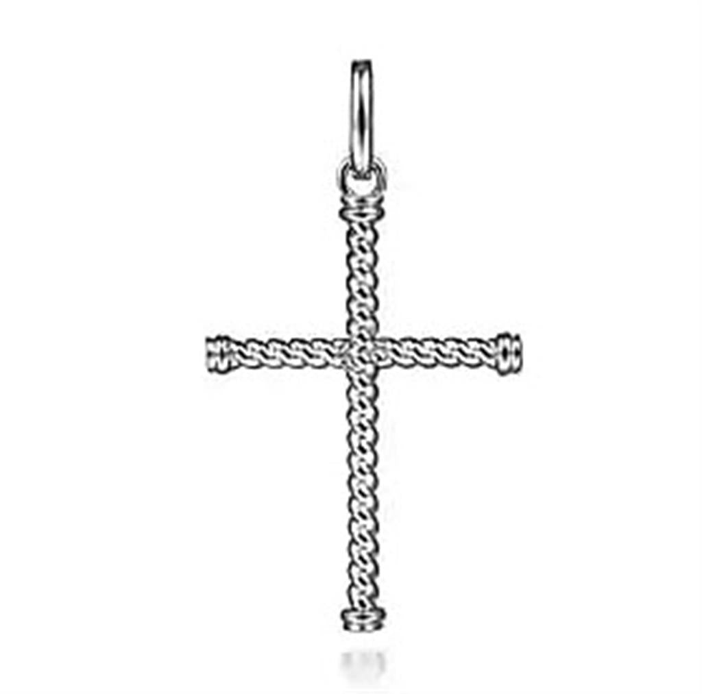 Men's Sterling Silver Twisted Rope Cross Pendant
