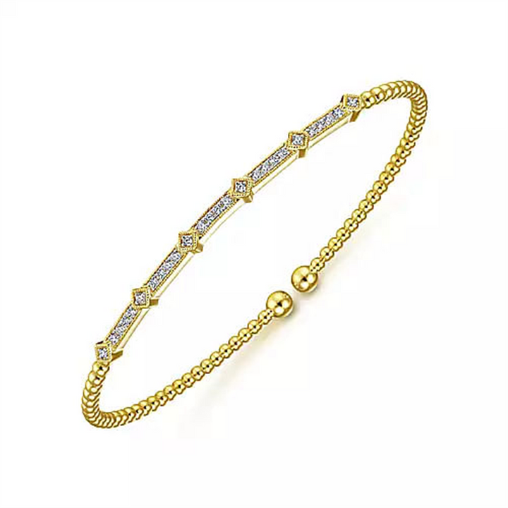 14K Yellow Gold Gabriel & Co. Bujukan 0.20 ctw Round cut Diamond Bracelet