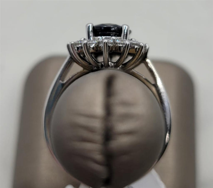 14K White Gold Fashion Sapphire & Diamonds Gemstone Ring