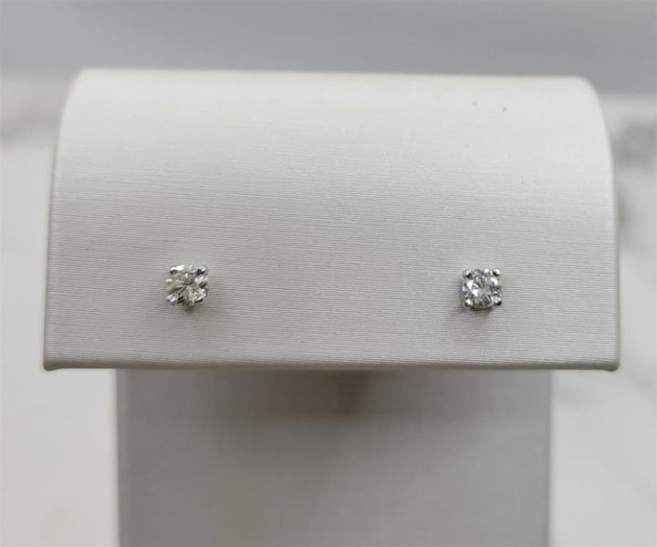 14K White Gold 0.28 ctw Round cut Diamond Stud Earrings