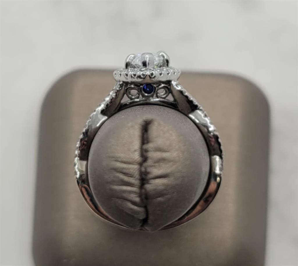 14K White Gold Halo Gabriel & Co Diamond Engagement Ring