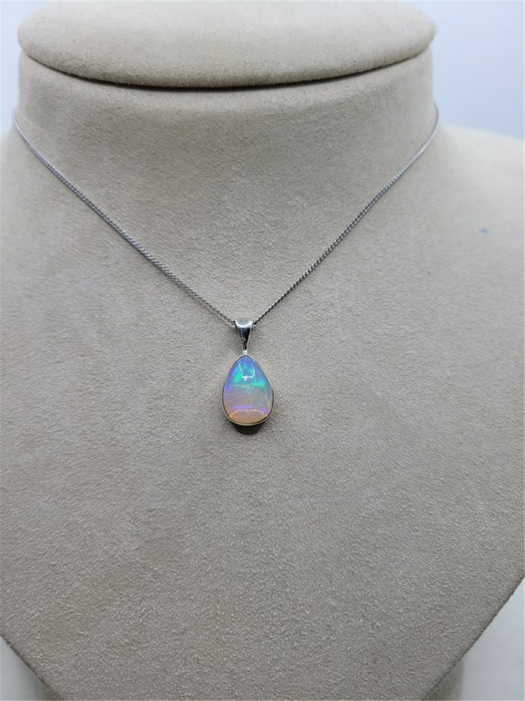 Sterling Silver Opal Pendant  Necklace