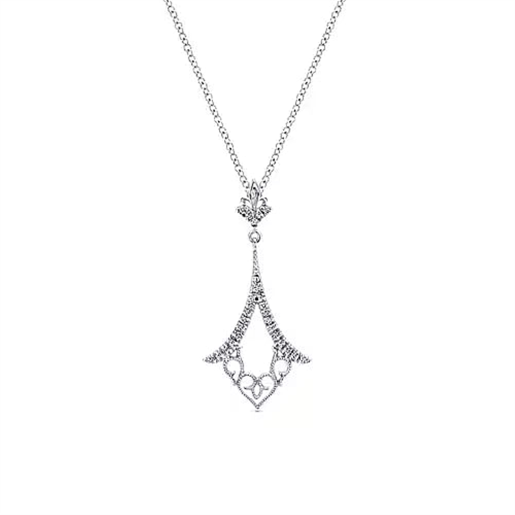 14K White Gold "Gabriel & Co." Vintage Diamond Fashion Necklace