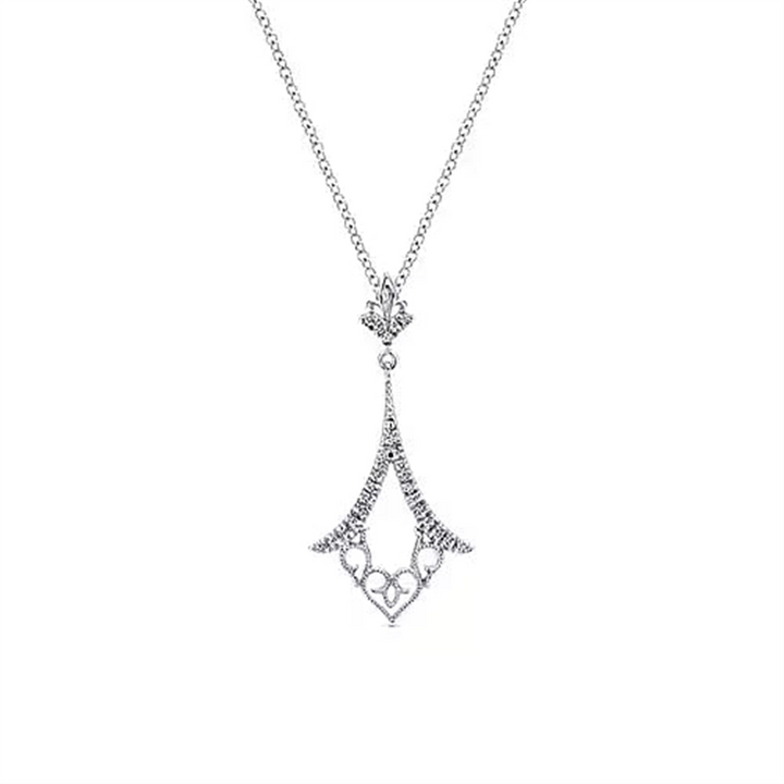 14K White Gold "Gabriel & Co." Vintage Diamond Fashion Necklace