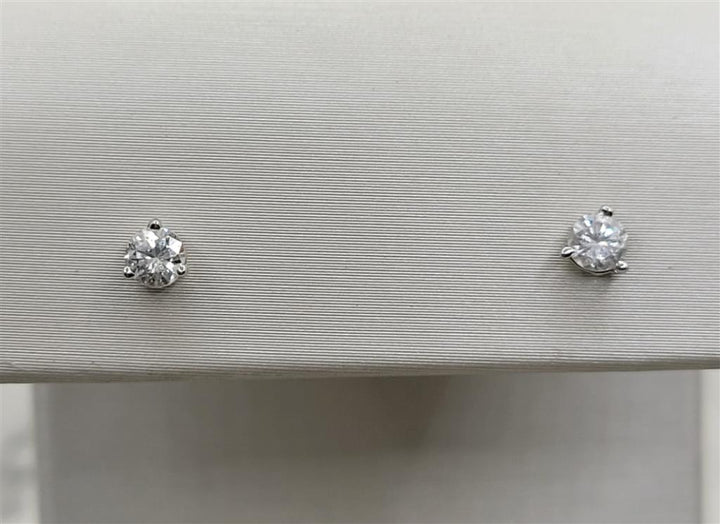 14K White Gold 0.33 ctw Round Cut Diamond Stud Earrings