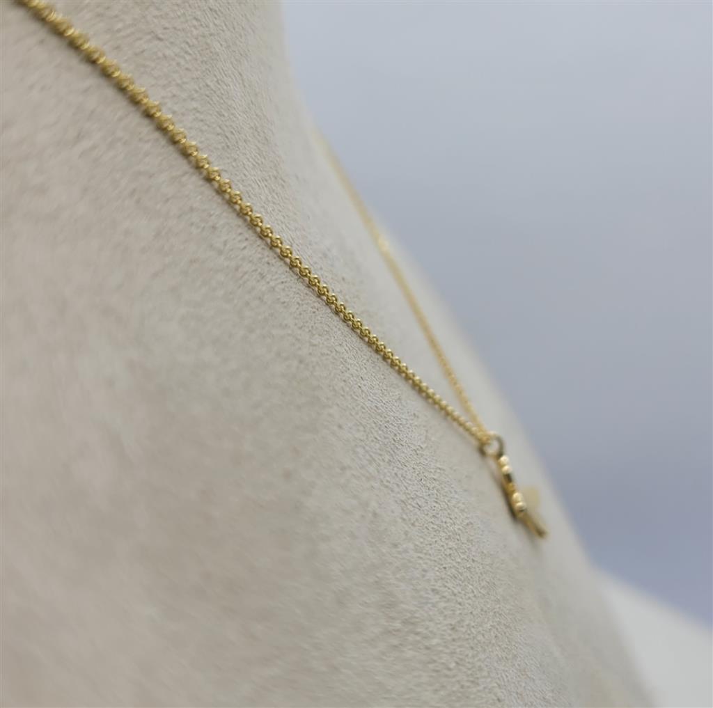 14K Yellow Gold 18" Lined Butterfly Adjustable Necklace
