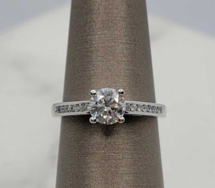 14K White Gold Channel Diamond Engagement Ring