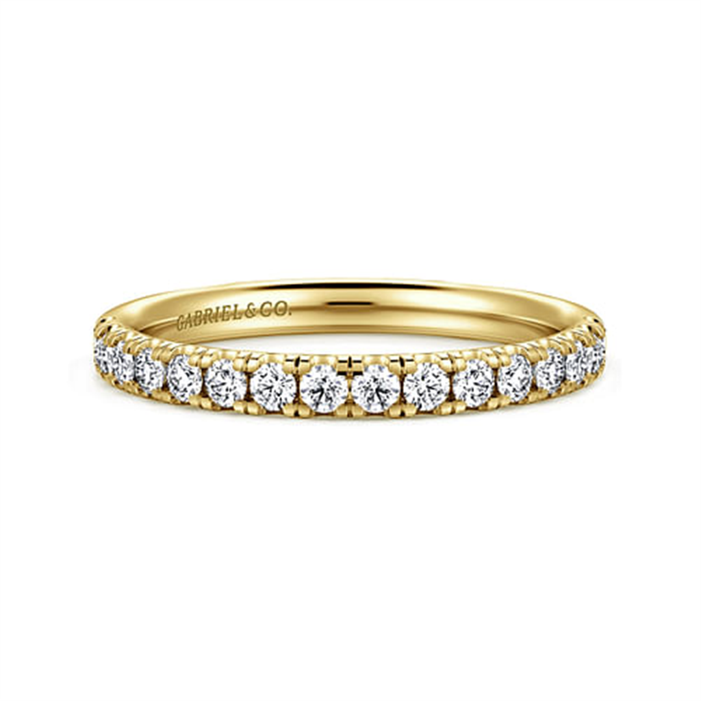 14K Yellow Gold Prong Set Classic "Gabriel & Co" Diamond Wedding Ring