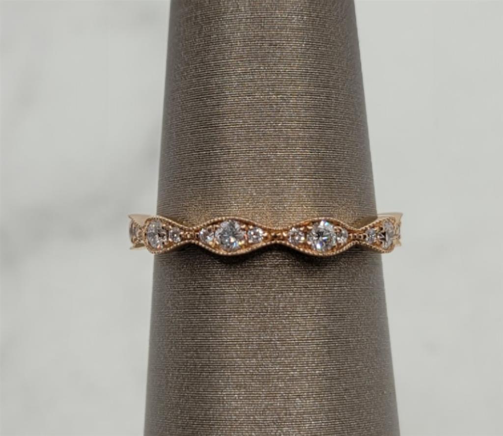 14K Rose Gold Stackable Diamond Wedding Ring