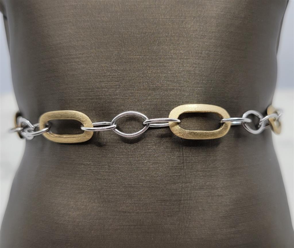 14K Two-Tone Gold Polished Fancy Link Bracelet