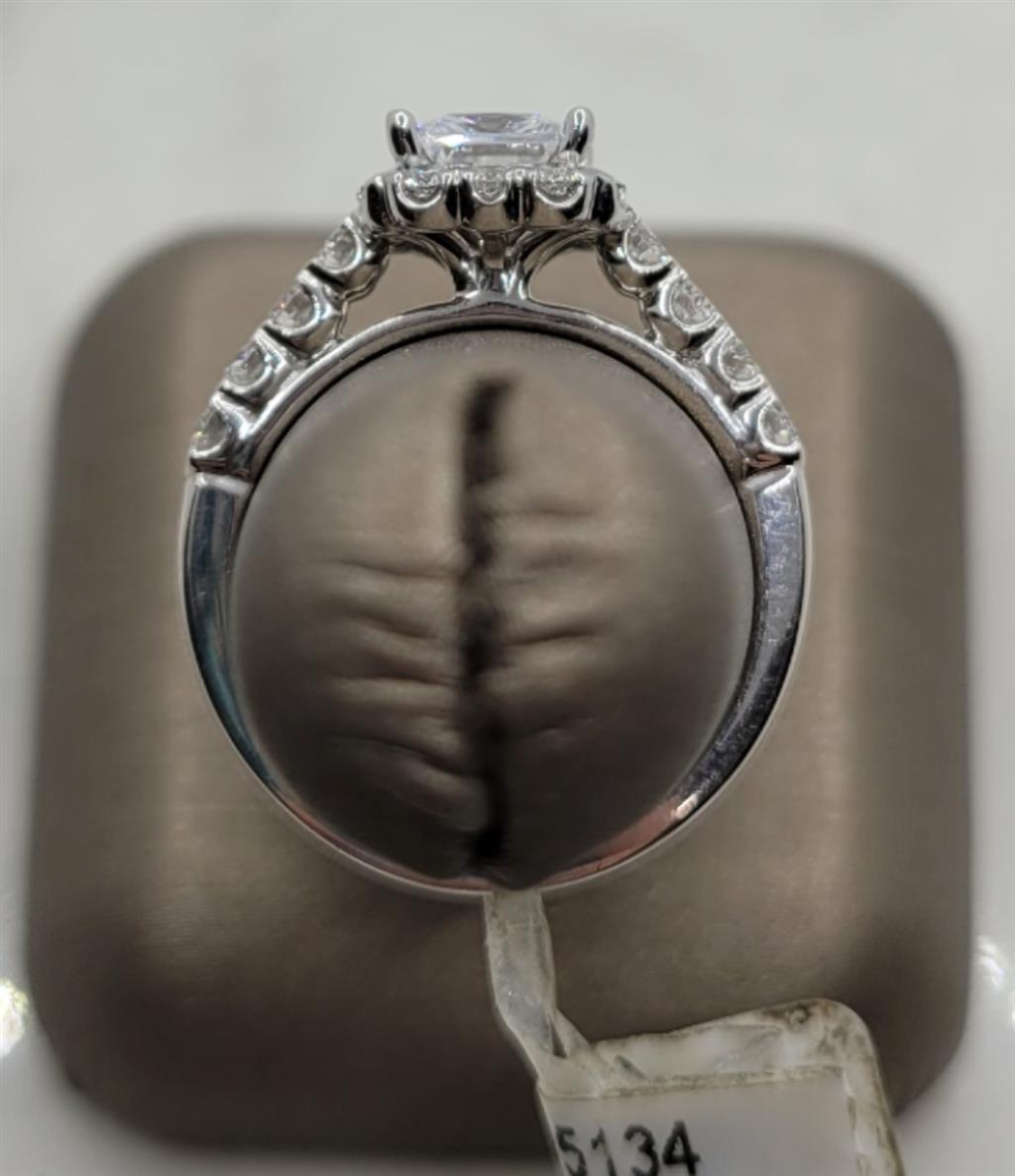 14K White Gold Halo Artcarved Diamond Mounting Ring
