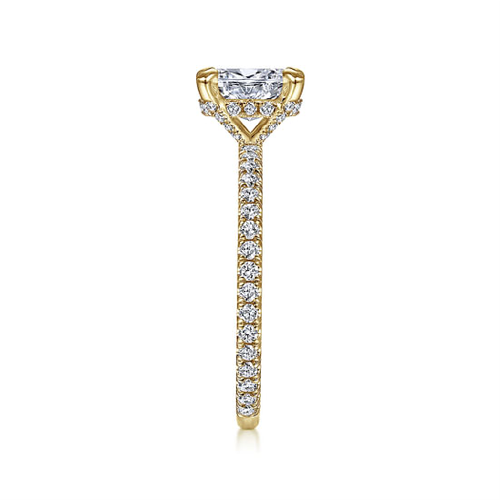 14K Yellow Gold Hidden Halo Diamond Engagement Ring Mounting