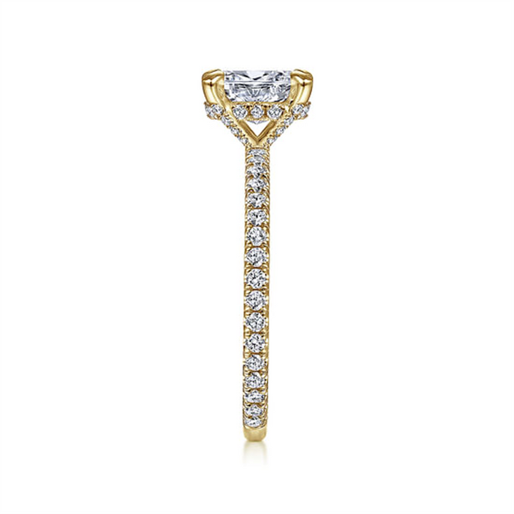 14K Yellow Gold Hidden Halo Diamond Engagement Ring Mounting