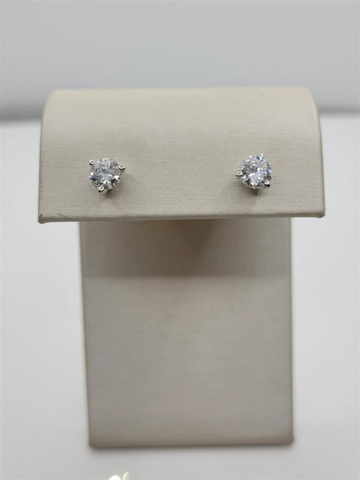 14K White Gold Round Cut Lab Grown Diamond Stud Earrings