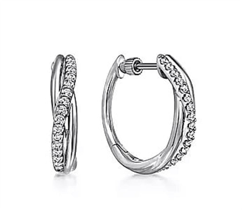 Sterling Silver White Sapphire Twisted Hoop Earrings